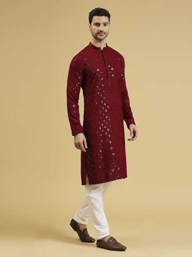 Image of Rajubhai Hargovindas Men Chikankari and Sequin Work Kurta