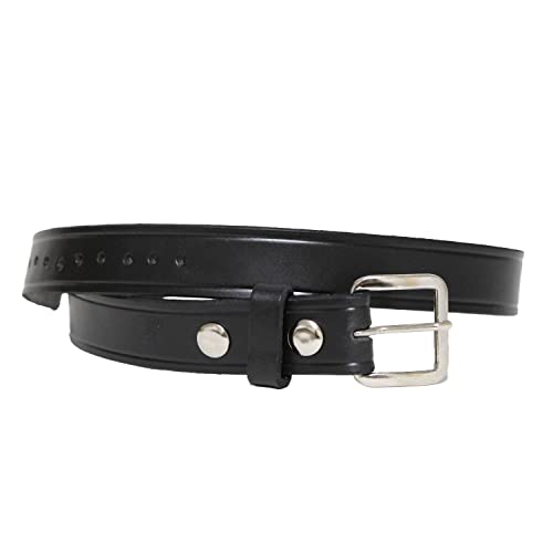 Amish-Made Cowhide Casual Leather Belt, Work Belt with Chrome Buckle and Snaps, 1/8