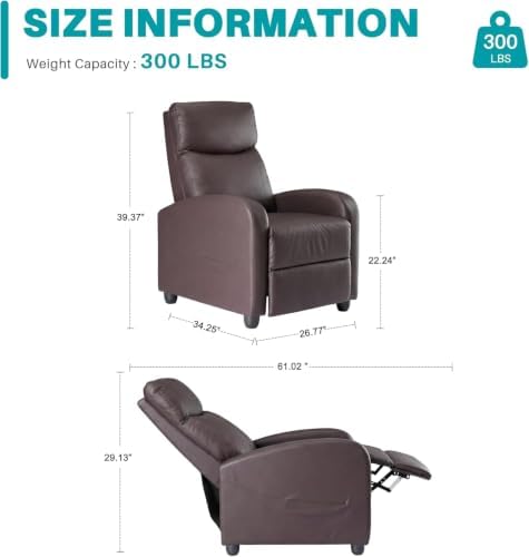 Image of Manual Massage Recliner Chair, Oversized Lazy Boy Reclining Sofa with 8 Massage Modes, Adjustable Backrest & Extended Footrest, Ergonomic Single Recliner Couch for Living Room, Bedroom, Brown