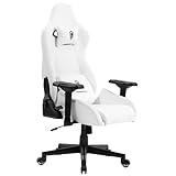 Dowinx Silla para videojuegos con reposabrazos 4D y función de balanceo de 15°, color blanco