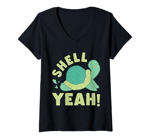Mujer Shell Yeah tortuga marina animal marino tortuga Camiseta Cuello V