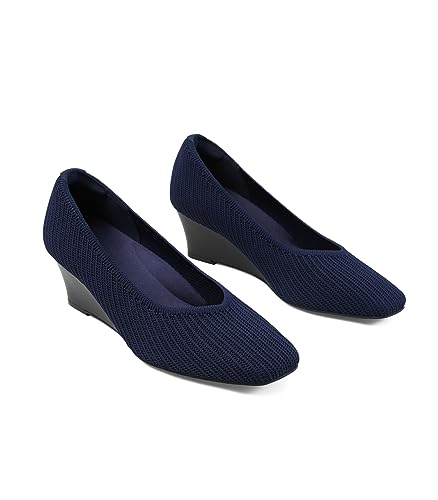 Arromic Wedge Pumps for Women Wide Square Toe Low Wedge Heel Shoes V-Cut Closed Toe Wedges Dress Shoes for Women Work Office Casual Daily Dressy 2 inch4
