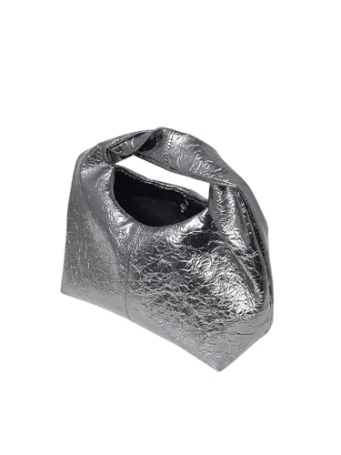Image of Verdusa Women's Ruched Hobo Mini Handbag Clutch Purse Dumpling Pouch Bag Smoke Grey One-Size
