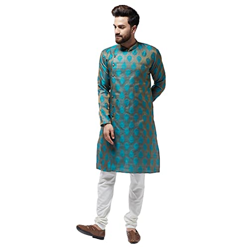 Image of SOJANYA Men's Silk Embroidered Regular Kurta