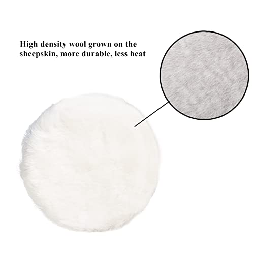 Image of Wool Polishing Pads Set, 5 Inch Wool Pads with Backing Pad and Adapter, Sheepskin Wool Buffing Pads for Car Finishing, Wood Furniture, Glass and So On (7 Pieces Set)