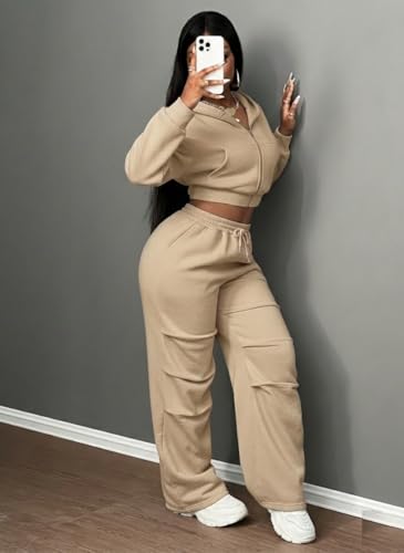 Image of Q - RIOUS Women's Baggy Mid Waisted Lounge Sweat Pants with Drawstring Athletic Flared Joggers with Pockets