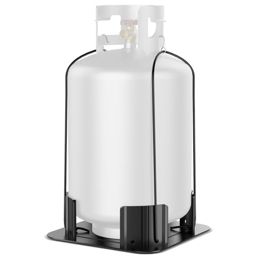 Safoner Aluminum Propane Tank Stabilizer Base with Tie-Down Straps Propane Cylinder Holder for Transport Fits 20 lb 30 lb 40 lb Tanks Secure Holder for Truck Bed RV Trailer Storage
