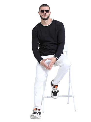 Image of fanideaz Mens Popcorn Textured Cotton Full Sleeve Round Neck T Shirt for Men Soft and Breathable Fabric Trendy Look Regular Fit Ideal for Daily Casual Wear
