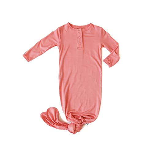 Image of Upton Ave Knotted Gown Baby Newborn, Viscose derived from Bamboo, Infant Sleeper with Mittens, Baby Girl, Baby Boy, Unisex, Super Soft Fabric