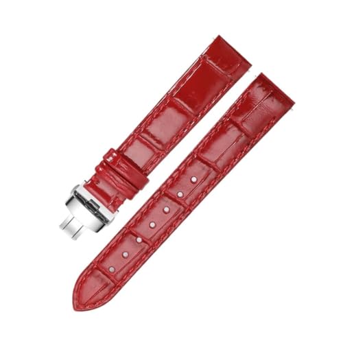 Bracelet montre Cartier Santos Dumont rouge argent 17.5mm en cuir
