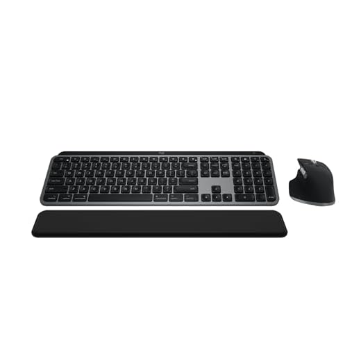 Logitech MX Keys S Combo for Mac, Wireless Keyboard and Mouse with Palm Rest, Backlit Keyboard, Fast Scroll Wireless Mouse, Bluetooth USB C for MacBook Pro, MacBook Air, iMac, iPad - Space Grey