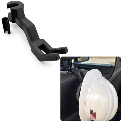 CSUPPCREA Hard Hat Holder for Truck Seat Headrest Hook Hanger for Hardhat and Safety Vest Storage No-Tool Twist-On PPE Organizer for Construction Utility Linemen Miners Black