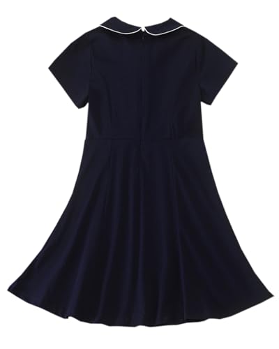 Cromoncent Girls' Short-Sleeve Peter Pan Collar Uniform Polo Dress, 4-12 Years2