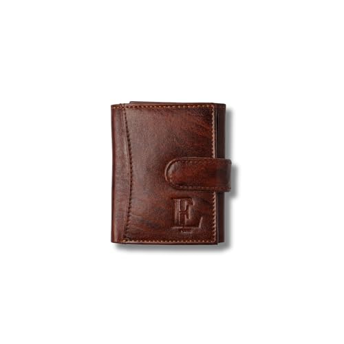 Image of Brown Tri-Fold Genuine Leather RFID Blocking Wallet for Men with 8 Card Slots