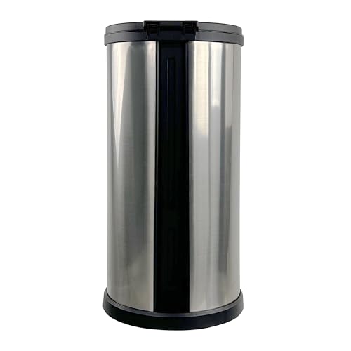 Caneca de basura redonda de plástico 7.9 galones Plata mate miniatura 6