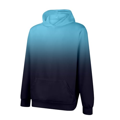 Men's Hoodie Long Sleeve Gradient Sweatshirt Casual Loose Fit Athletic Hooded Pullover Fashion Hippie Tops with Pocket3