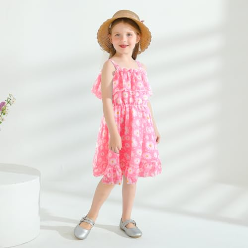 Baby Toddler Girls Dresses Chiffon Off Shoulder Flower Dress Baby Girl Clothes Summer Outfits 1-7 Years4