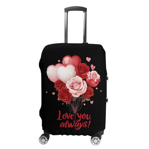 Valentines Love You Always Travel Luggage Cover for Suitcase 19-32 Inches Elastic Washable Baggage Protector