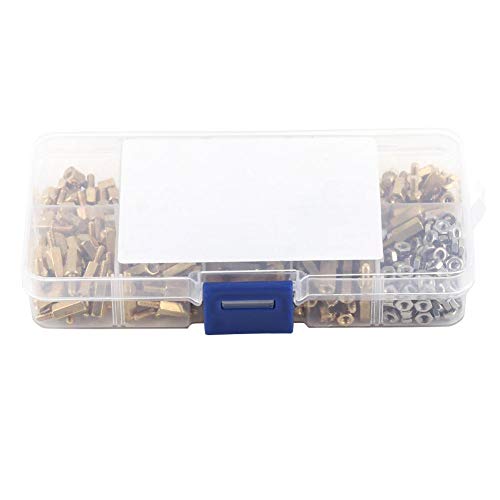 Akozon Kupfersäulen isolierungsspaltensatz, Messing Schraubenmutter Sortiment Kit 360 stücke M2.5 Weibliche Außengewinde Abstandshalter Standoffs Mit