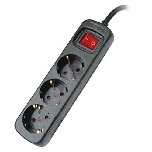Silver Electronics - Base electrica 3 Tomas 1,5m Negro Interruptor Cover