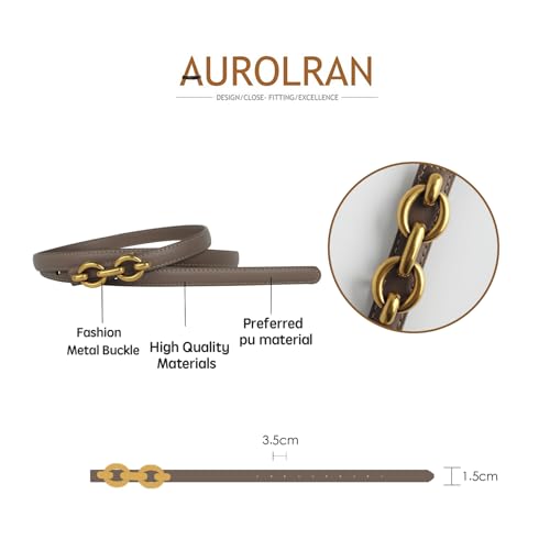 Image of Aurolran Women's Leather Belt with Buckle - Ideal for Dresses, Jeans, and Coats