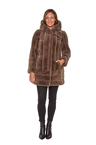 Jones New York Women's Cozy Warm Fashion Winter Coat, Taupe/Hooded, S