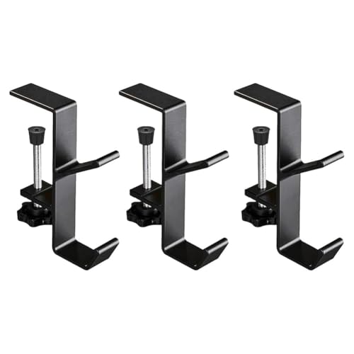 Bzvshdgee Black Anti-Slip Desk Hook Set-Adjustable For Bags, Headphones-Multiple Uses(3Pcs) Clamp