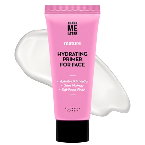 Elizabeth Mott Thank Me Later Hydrating Primer for Mature Skin – Lightweight, Gripping Face Primer for Dry, Sensitive, or Aging Skin – Smooths Texture & Hydrates with Hyaluronic Acid & Peptides, 30g