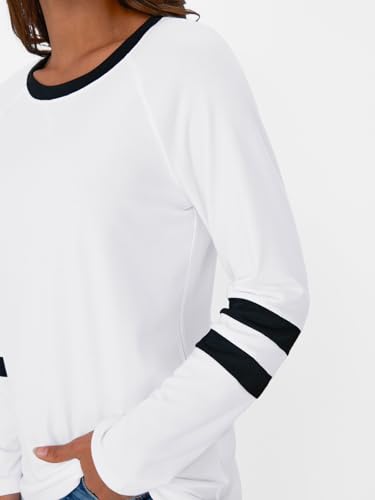 Image of AUTOMET Womens Color Block Long Sleeve Shirts Oversized Crewneck Casual Top