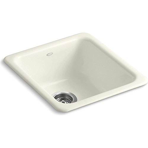 Kohler K-6584-96 17" 1-Bowl Top-Mount/Undermount Cast Iron Kitchen Sink Biscuit