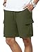 3rd hill Mens Casual Sweat Cargo Cotton Shorts Drawstring Elastic Waist Athletic Workout Gym Jogger Shorts with 5 Pockets Army Green