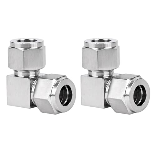 Closmos Stainless Steel 304 Compression 90 Degree Elbow 1/4 Inch Od X 1/4 Inch Od Tube Fitting With Double Ferrule cover