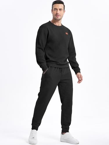 JMIERR Mens 2 Piece Outfits Knit Jacquard Pullover Sweatshirt Tracksuit & Joggers Sweatpants Sweatsuit Sets with Pockets2