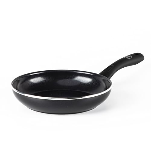 GreenChef Diamond Padella in Ceramica Antiaderente da 20 cm, Padella per Uova, Senza PFAS, Adatta all'Induzione, Sicura al Forno fino a 160˚C, Lavabile in Lavastoviglie, Nero