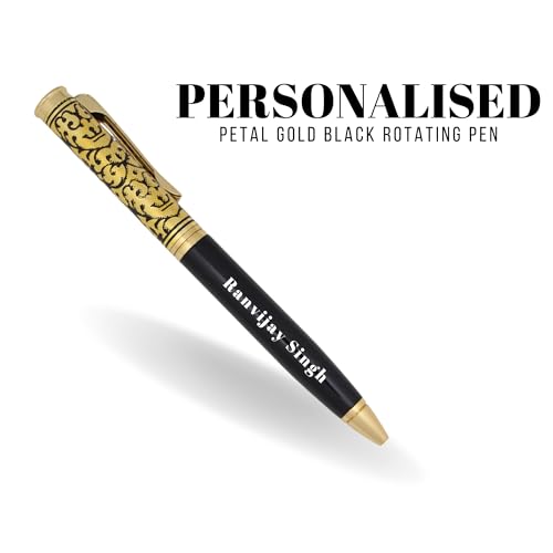 Image of Personalized Engraved Pen, Premium Metal Ball Pen with Blue Ink, Elegant Gold Finish, Smooth Writing Gift Pen for Office, Professionals, Corporate Gifting