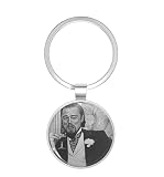 1080 Graphics Leonardo DiCaprio Laughing Django Unchained Calvin Candie Meme Black and White Key Chain Stainless Steel Keychain with Ring
