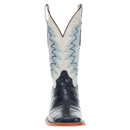 Image of Vaccari Men's Navarro Genuine Alligator Tail Leather Broad Square Toe Cowboy Boots