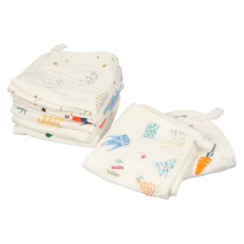 Kisangel 8 Piezas Toallas de Algodón Puro para Niña Absorbentes y Suaves Paños de Cara y Saliva para Recién Nacido Diseño Aleatorio para Cuidado Diario