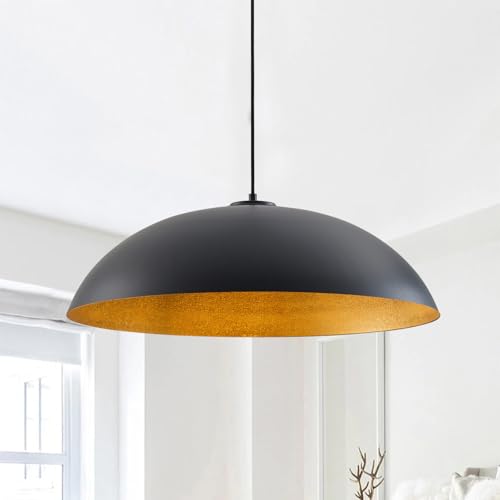 Aiwen 30.91 Inch Extra Large Modern Black Pendant Light, Farmhouse Industrial Hanging Light with Dome Shade, Adjustable Height, Perfect for Kitchen Island, Dining Room