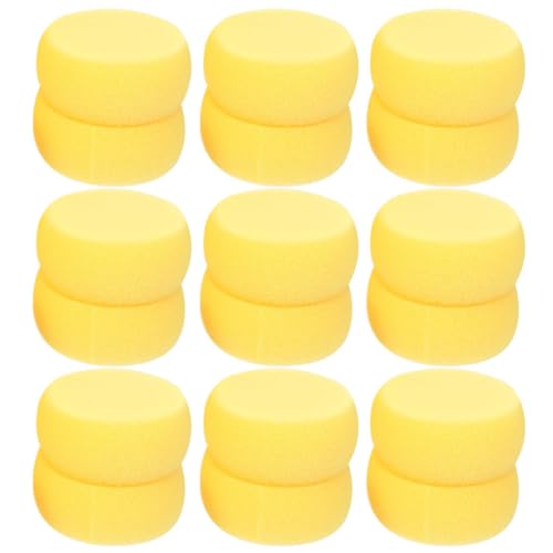 ABOOFAN Lot de 24 Éponges Rondes Jaunes pour Nettoyage du Visage, Éponge Facile à Nettoyer, Utilisable Humide ou Sec, pour Maquillage et Déplacements