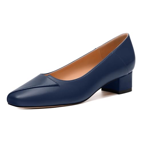 MISEZOXI Womens Pumps, Low Chunky Block Heels for Women, Square Toe Womens Dress Shoes for Party and...