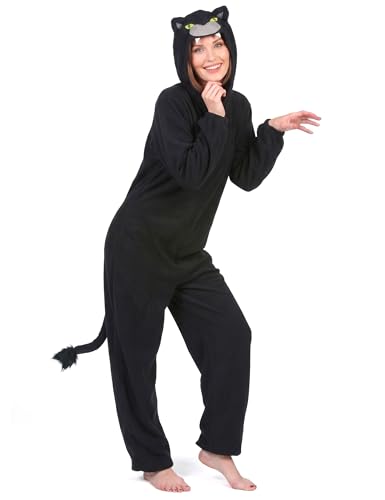 DEGUISE TOI - Déguisement combinaison panthère noire femme - Combinaison - Taille Unique (40) - Noir - Déguisements adultes - 100% Polyester - Laver à la...