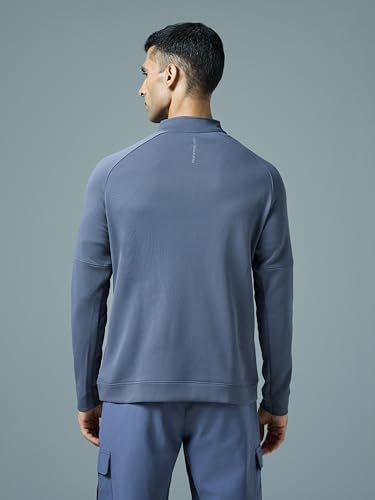 Image of TECHNOSPORT Men's Slim Fit Mock Neck SOID Sports Sweatshirt with Elasto Plus