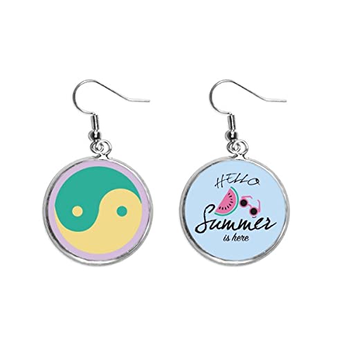 Pendientes de sandía Yin Yang Taichi estilo patrón de China para verano