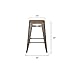 EdgeMod Trattoria 24' Counter Height Industrial Bar Stool with Elmwood Seat, Stackable, Bronze (Set of 4)
