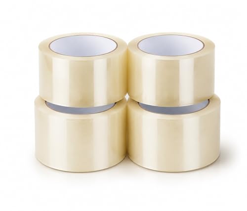 Heavy Duty Packing Tape 4 Pack – Strong Clear Shipping Tape for Moving Boxes, Packaging & Storage, Ultra Adhesive, Easy to Use