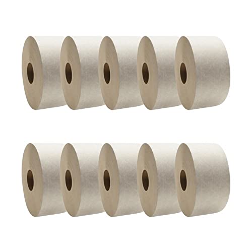 PSBM Reinforced Gummed Kraft Paper Packing Tape, 72mm x 450 Feet, 300 Pack, White, Water Activated, Fiberglass Stranded Carton Box Sealing Shipping Tape