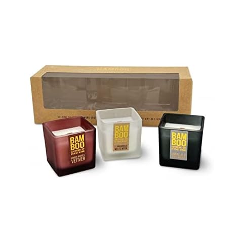 3 x Mini Candle Gift Set Bamboo Gift Set Cover