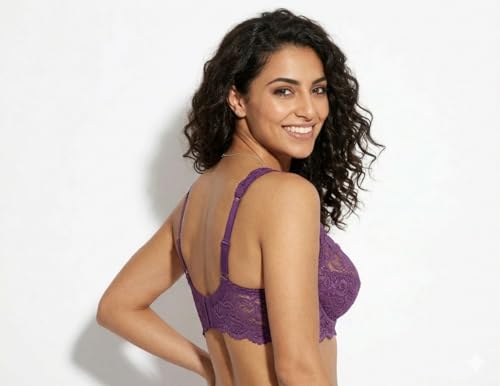 Image of Women's High-Support Lace Bra, Non-Padded, Unlined, Full Coverage, Lingerie