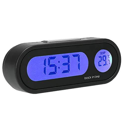Riloer Horloge de température numérique LCD avec lumière noire pour voiture, vélo, moto, voiture, moto, camion